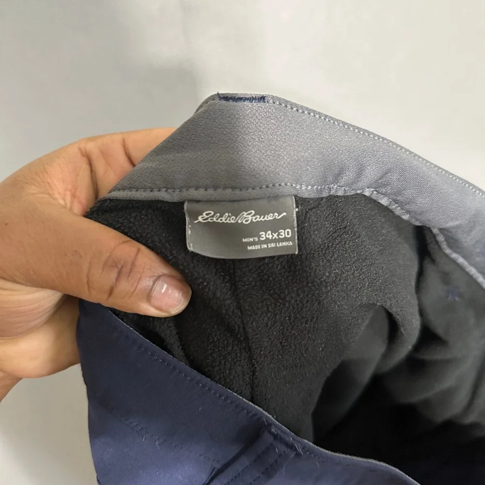 Eddie Bauer Mens Fleece Lined Tech Pant Navy Blue 34x30 Hiking Outdoor 283947